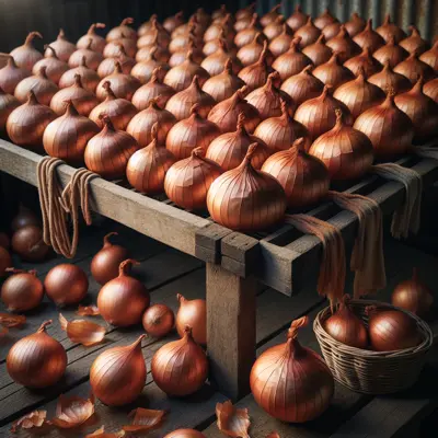 Copra Onion growing in a garden