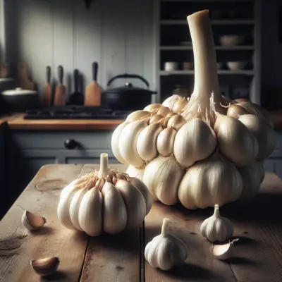 Elephant Garlic growing in a garden