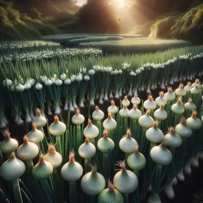Evergreen White Bunching Onion growing in a garden