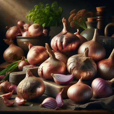 French Gray Shallot growing in a garden