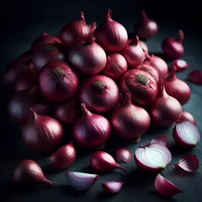 Red Burgundy Shallot growing in a garden