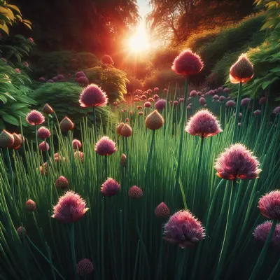 Red Carpet Chives growing in a garden