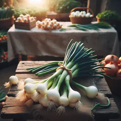 White Lisbon Bunching Onion growing in a garden