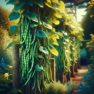 Blue Lake Pole Bean growing in a garden