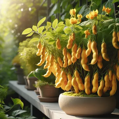 Golden Wax Bush Bean growing in a garden