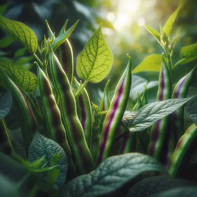 Purple Top Bush Bean growing in a garden