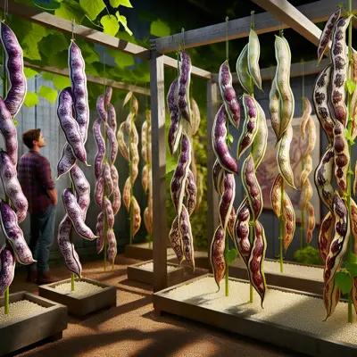 Rattlesnake Pole Bean growing in a garden