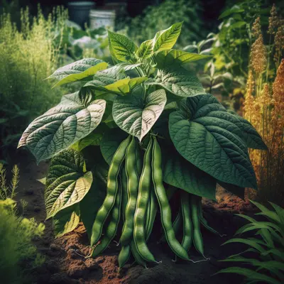 Romano Italian Bush Bean growing in a garden