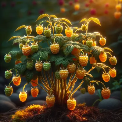 Anne Golden Raspberry growing in a garden