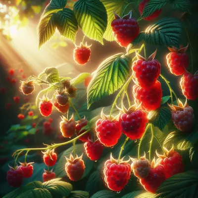 Heritage Red Raspberry growing in a garden