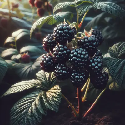 Jewel Black Raspberry growing in a garden