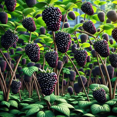 Ouachita Thornless Blackberry growing in a garden