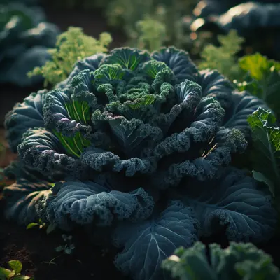Black Magic Kale growing in a garden