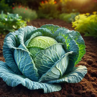 Cabbage 'Stonehead' growing in a garden