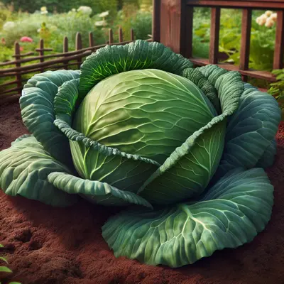 Early Flat Dutch Cabbage growing in a garden