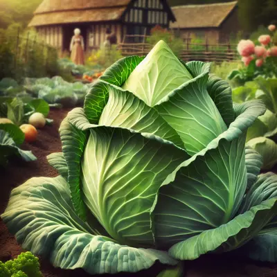 Early Jersey Wakefield Cabbage growing in a garden