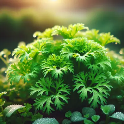 Mizuna growing in a garden