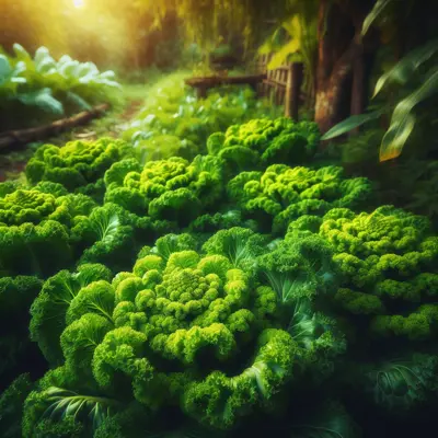 Mustard Greens 'Southern Giant Curled' growing in a garden