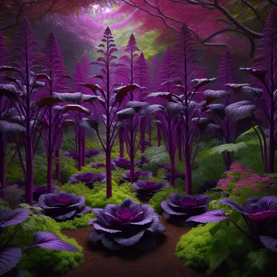 Osaka Purple Mustard growing in a garden