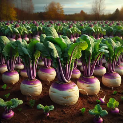 Purple Top Turnip growing in a garden