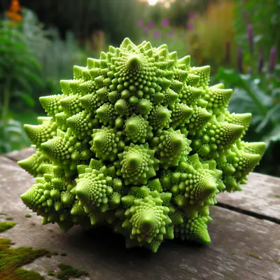 Romanesco growing in a garden