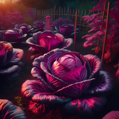 Ruby Perfection Cabbage growing in a garden