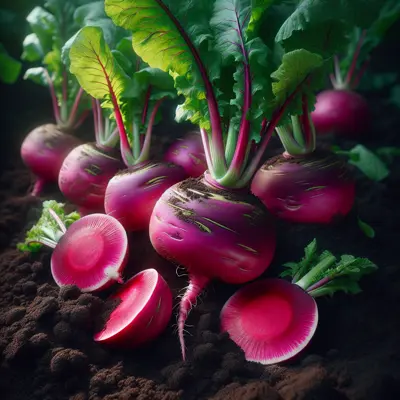 Scarlet Queen Turnip growing in a garden