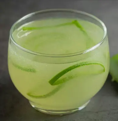 A close up of a drink in a glass