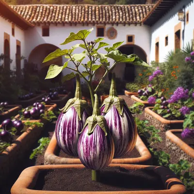 Listada de Gandia growing in a garden