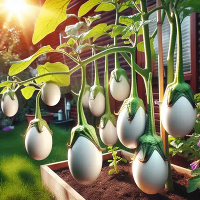 White Egg growing in a garden