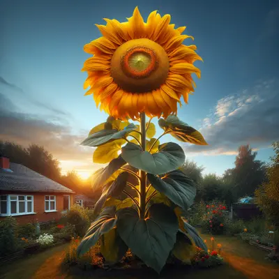 Sunflower Russian Mammoth growing in a garden