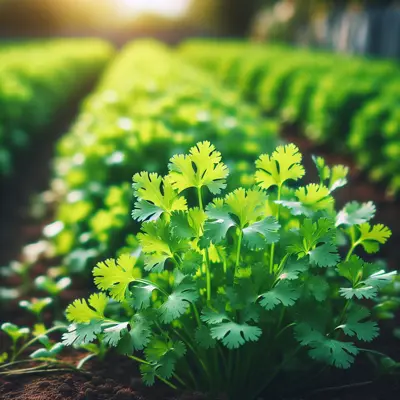 Cilantro growing in a garden