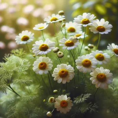 German Chamomile growing in a garden