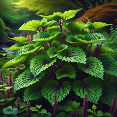 Japanese Shiso Green growing in a garden