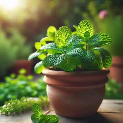Moroccan Mint growing in a garden