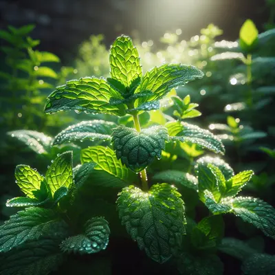 Spearmint growing in a garden