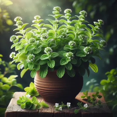 Stevia growing in a garden