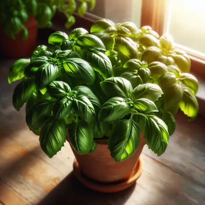 Sweet Basil growing in a garden