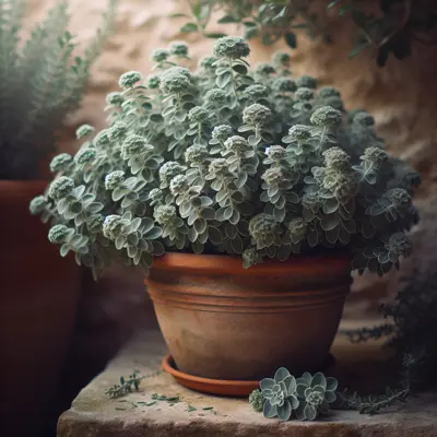 Sweet Marjoram growing in a garden