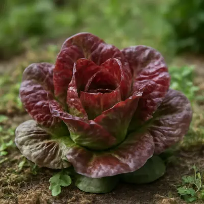 Luna Rossa lettuce growing in a garden