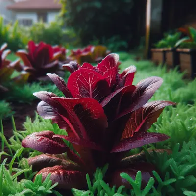 Red Romaine growing in a garden