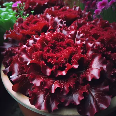 Red Salad Bowl growing in a garden