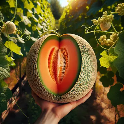 Ambrosia Cantaloupe growing in a garden