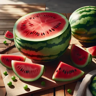 Crimson Sweet Watermelon growing in a garden