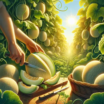 Honeydew Melon growing in a garden