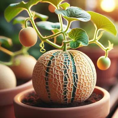 Minnesota Midget Cantaloupe growing in a garden