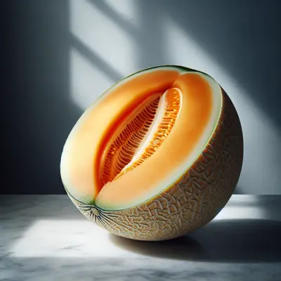 Orange Flesh Honeydew growing in a garden