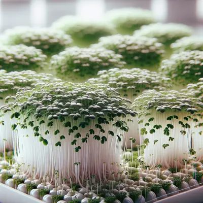 Alfalfa Microgreens growing in a garden