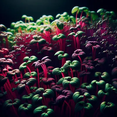 Amaranth Microgreens growing in a garden