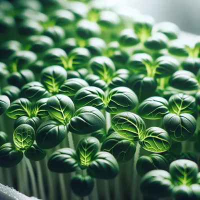 Basil Microgreens growing in a garden